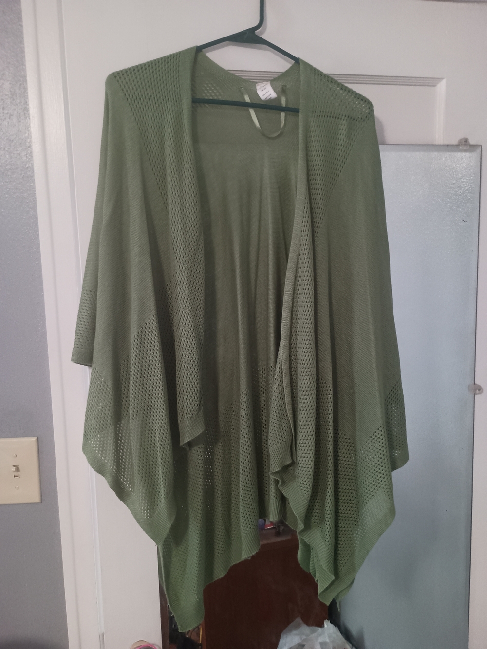 a.n.a Olive Open-Front Knit Poncho Cardigan